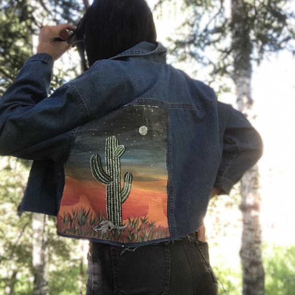 HAND PAINTED JEAN JACKET - Picture 2 of 2